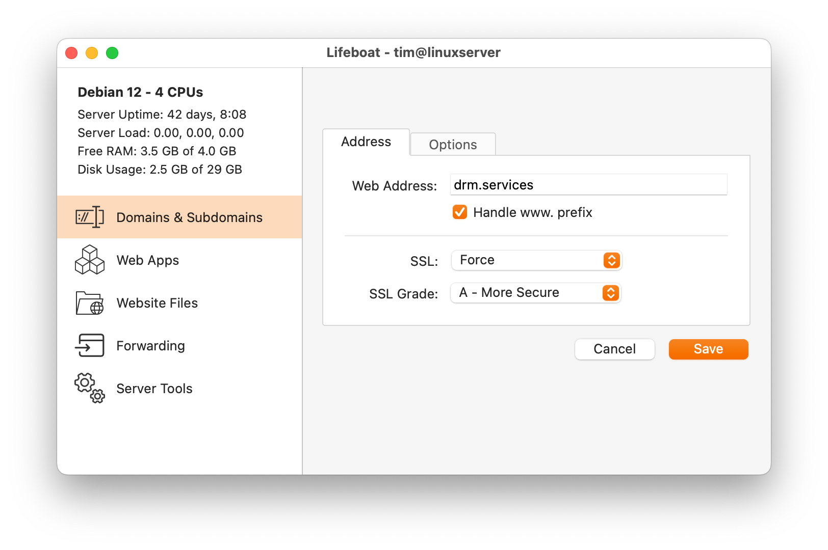 Lifeboat SSL certificate configuration