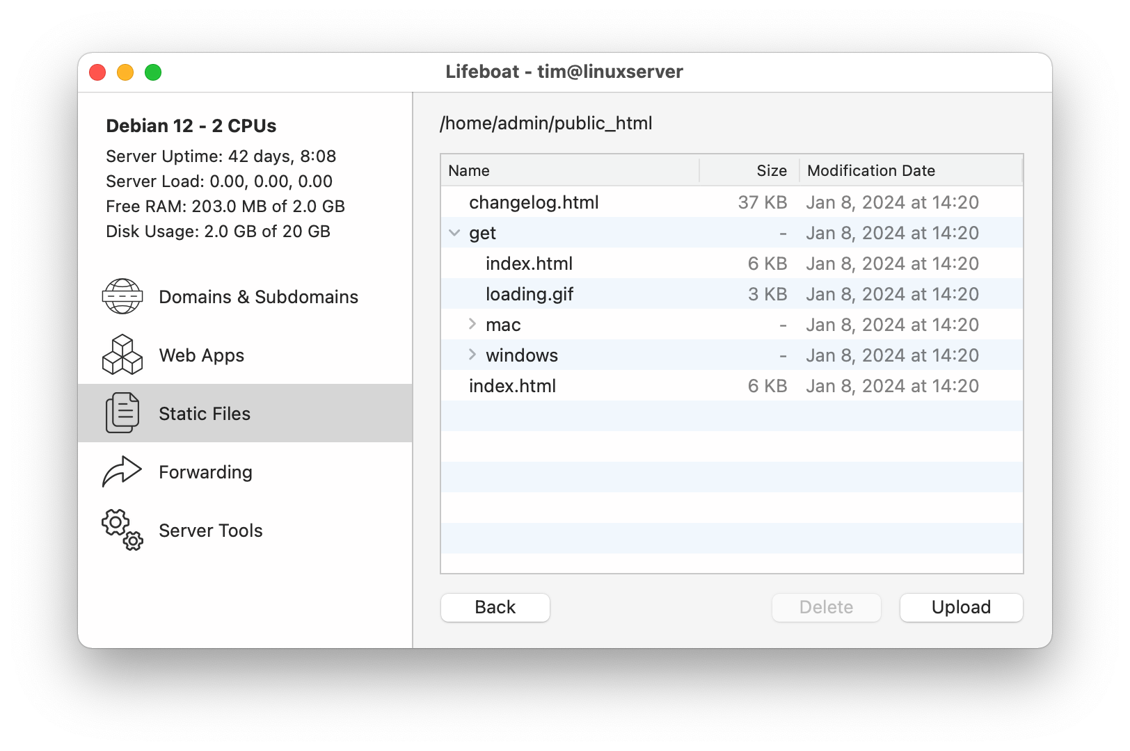 Lifeboat static file management